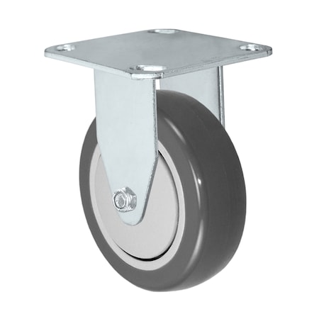Casterhq 5"x1-1/4" Rigid Caster, Gray Polyurethane on Polyolefin Core Wheel 24CR514PPU34X-02